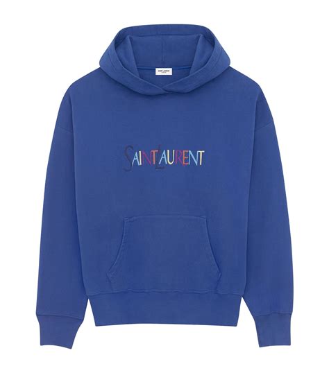 ysl blue hoodie|saint laurent cropped hoodie.